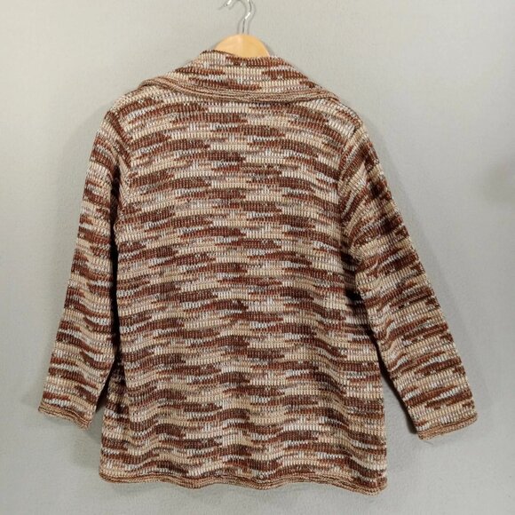 Vintage Sears Cardigan Womens M Brown Open Front Long Sleeves Shawl With Belt - Picture 2 of 10